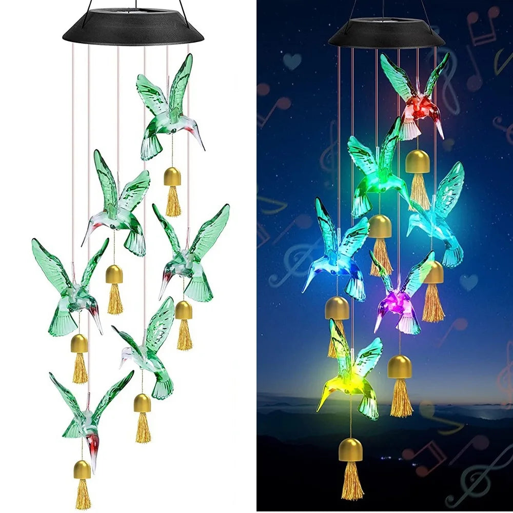 Household Wind Chimes Solar Power Generation for Courtyard and Outdoor Decoration Wind Chimes and Pendants Butterfly Wind Chime