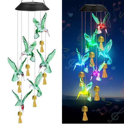 Household Wind Chimes Solar Power Generation for Courtyard and Outdoor Decoration Wind Chimes and Pendants Butterfly Wind Chime