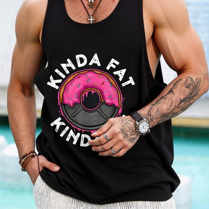 Kinda Fat Kinda Fit Graphic Vest Sleeveless Men Tank Tops Workout Gym T Shirt Fitness Tops For Training Gym Man Muscle Vest