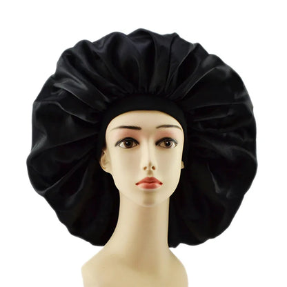 45cm diameter Big Size Satin Silk Bonnet, Night Sleep Cap for Curly & Springy Hair, Hair Protection Head Cover for Women