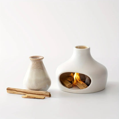 Elegant Ceramic Palo Santo & Sage Burner with Chimney - Perfect for Meditation, Yoga, and Aromatherapy - Ideal Home Decor Gift
