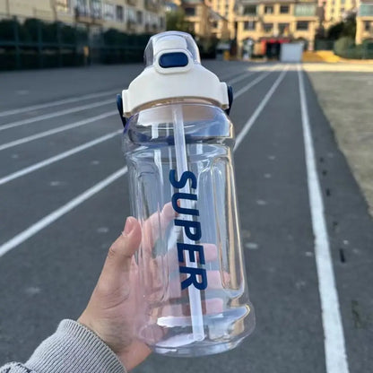 With Straw Sports Kettle with Straw 1.3L 1.5L 2L Graduated Water Cup with Straw Large Capacity Dustproof Fitness Water Bottle