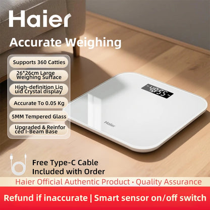Haier Weight Scale Household High-Precision Small Digital Scale Rechargeable Human Body Weight Loss Special Weighing Scale