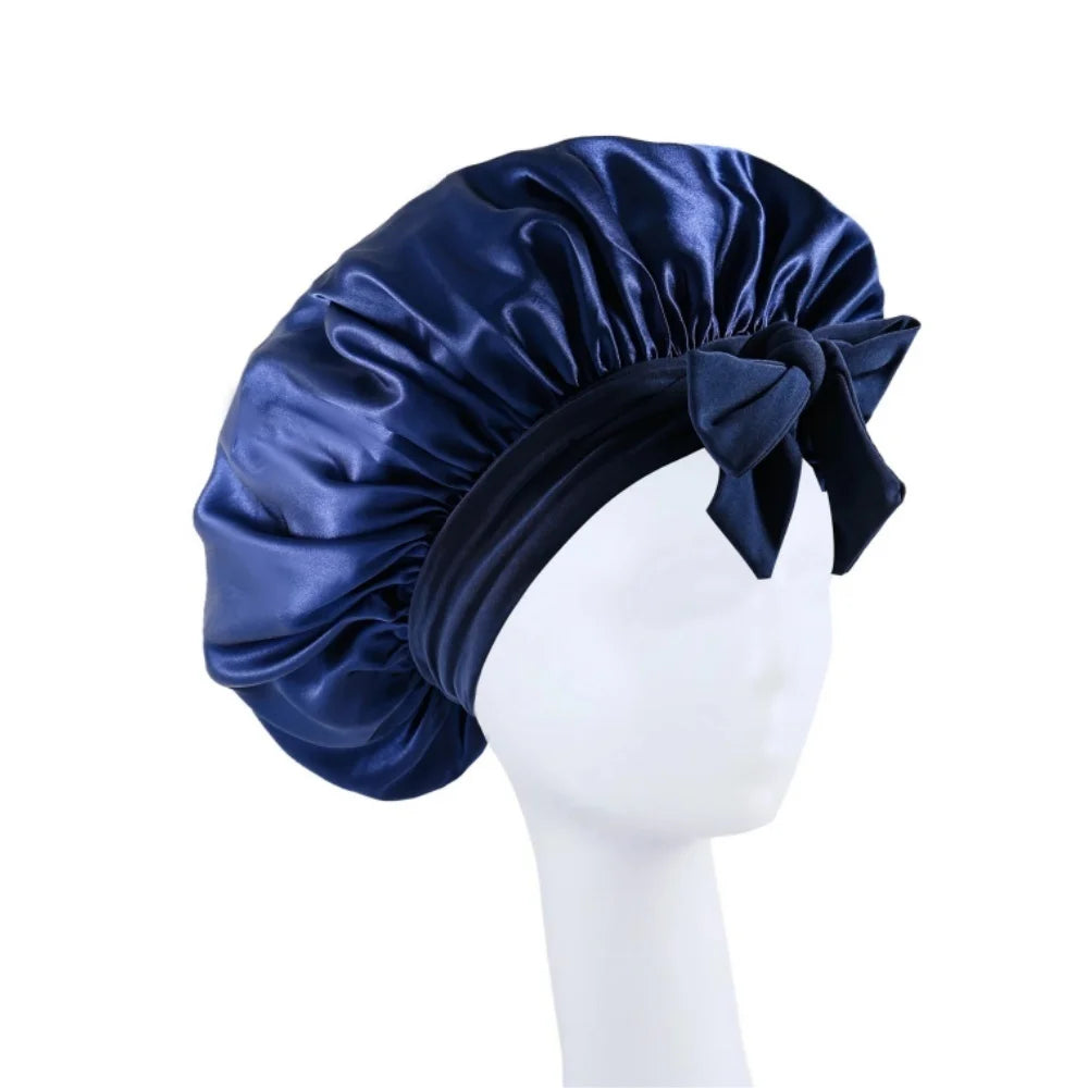 Satin Silk Hair Bonnet | Adjustable Tie Band | Sleep Bonnet for Women Men | Unisex Protective Headwear