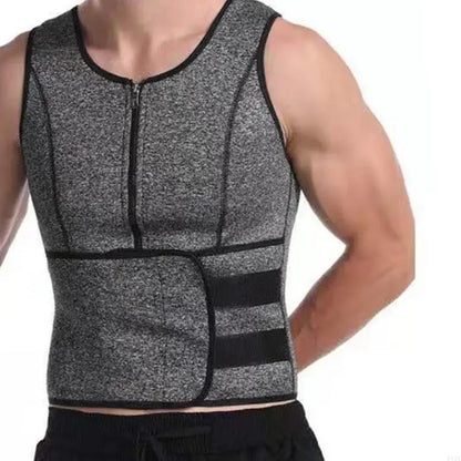 Men Sauna Sweat Zippered Vest for Weight Loss Adjustable Waist Trainer Corset Waist Trainer Body Shapewear Slimming Vest