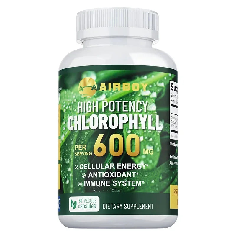 Chlorophyll Supplement 600mg - Supports The Immune System, Reduces Body Odor and Bad Breath, Boosts Energy, Antioxidant