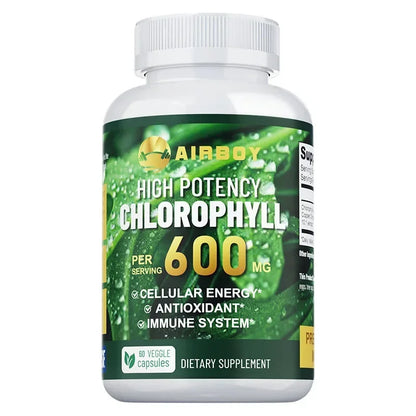 Chlorophyll Supplement 600mg - Supports The Immune System, Reduces Body Odor and Bad Breath, Boosts Energy, Antioxidant