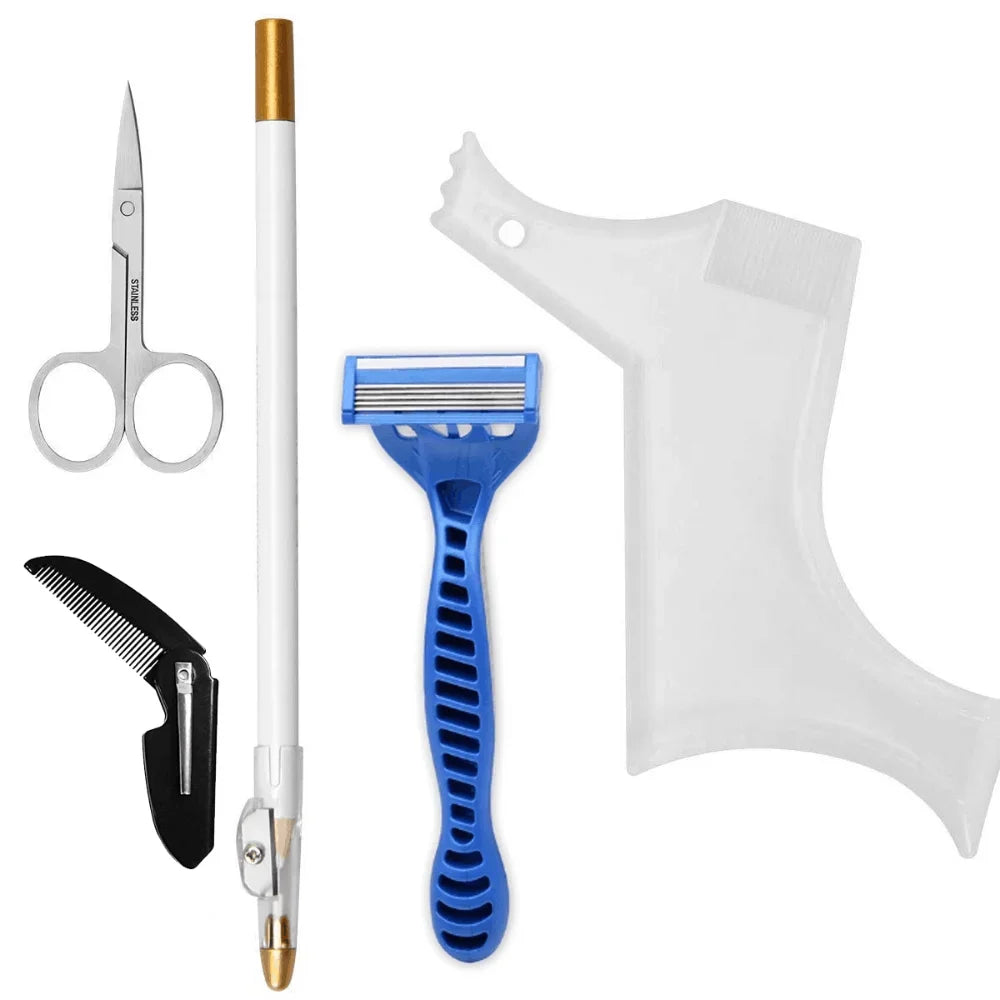 Beard Care Set Beard Styling Comb Beard Tracing Pen with Sharpener Folding Comb Manual Shaver Small Scissors