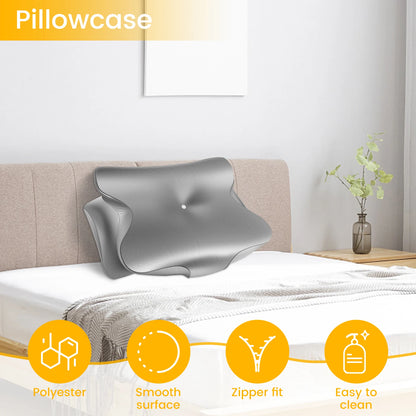 2PCS Smooth Satin Cervical Support Pillow Case Comfortable Machine Washable Ergonomic Sleeping Pillow Cover With Zipper