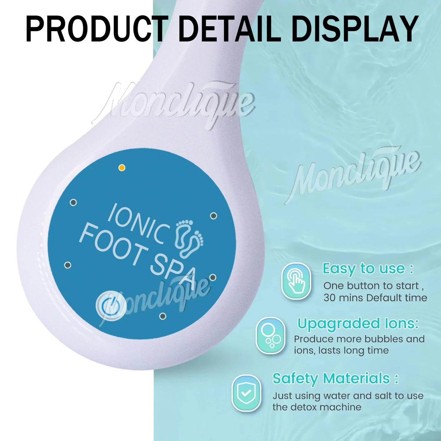 Hydrogen Therapy Foot Spa Massager with Basin Ionic Detox Foot Bath Clean Vibration Care Arrays Revitalizing Whole Body Energy