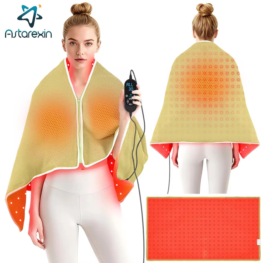 660nm Red Light Therapy Blanket Keep Warm Heating Shawl For Body Device Cushion 850nm Infrared Light Muscle Pain Relief Relax