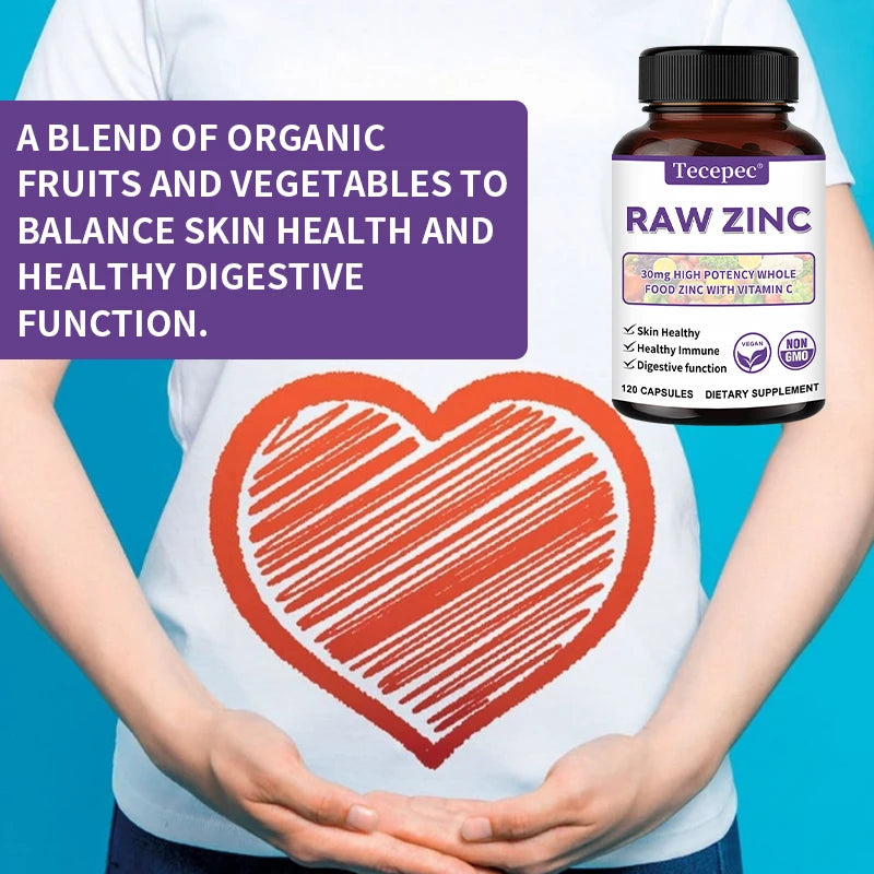 Zinc Supplement, Powerful Immune Support, Rich in Vitamin C, Adult Zinc Vitamins, Promotes Skin Health, Non-GMO, Gluten-free