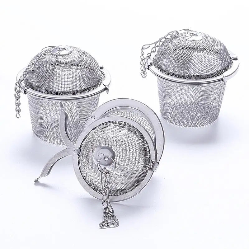 Tea Spice Strainer Seasoning Ball Mesh Herbal Ball Stainless Steel Teakettle Locking Tea Filter
