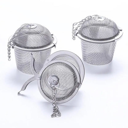 Tea Spice Strainer Seasoning Ball Mesh Herbal Ball Stainless Steel Teakettle Locking Tea Filter
