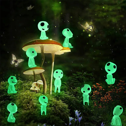 10pcs Luminous Tree Spirits Micro Landscape Outdoor Glowing Miniature Statue,Potted  Accessories,Yard Decoration,Yard Supplies