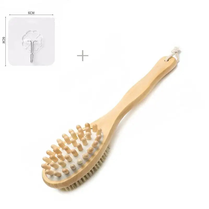 Dry Skin Wood Body Brush Exfoliation Natural Bristle Back Brush Massager Bath Shower Back Spa Scrubber Dry Massage Brush Tools
