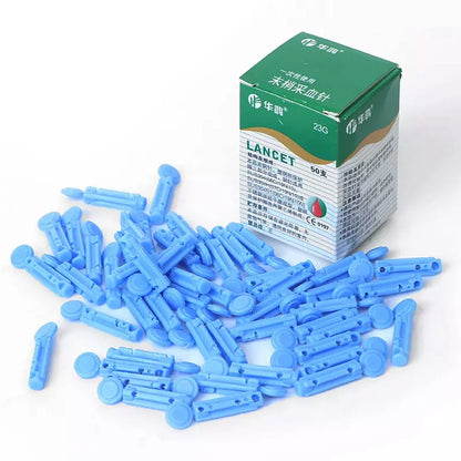 50pcs/box Disposable Needles Blood Glucose Use for Sterile Lancets Vent Adjustable Depth Blood Lancet Pen 23G/26G/28G/30G/33G