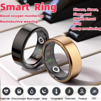 Sleep/Step Tracker Smart Health Rings IP68 Waterproof Steel Shell Intelligent Sleep Tracker Multi-sport Modes Wearable