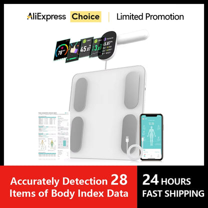 Smart Scale for Body Weight, 8-Electrode Digital Scale for Weight Fat BMI 28 Body Composition Measurement, Bathroom Smart Scales