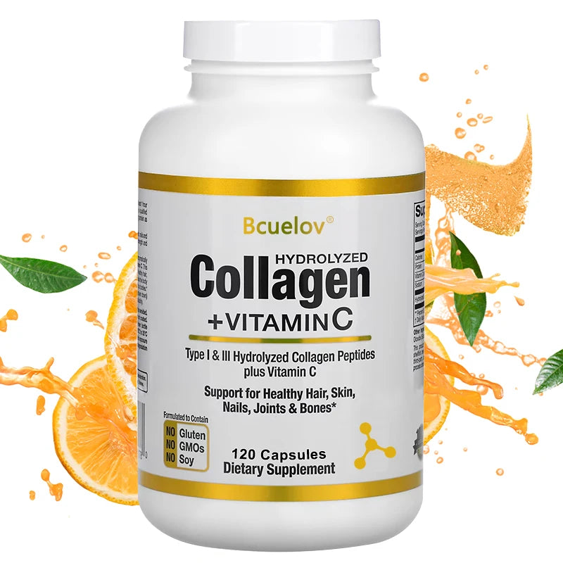 Hydrolyzed Collagen Capsules - Hair, Skin, and Nail Support Supplement, Promotes Joint and Bone Health, Types I and III Collagen