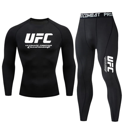 Summer Outdoor Sportswear, Sun Protection Clothing, Quick Drying Tight Fitting T-shirt Pants, Fitness Suit, UFC Printed Suit