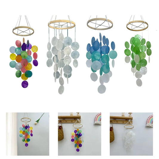 1pc Bohemian Shell Wind Chime Handmade Coastal Decor For Tranquil Spaces 40*15cm Wind Chime Hanging Decorations Photography Prop