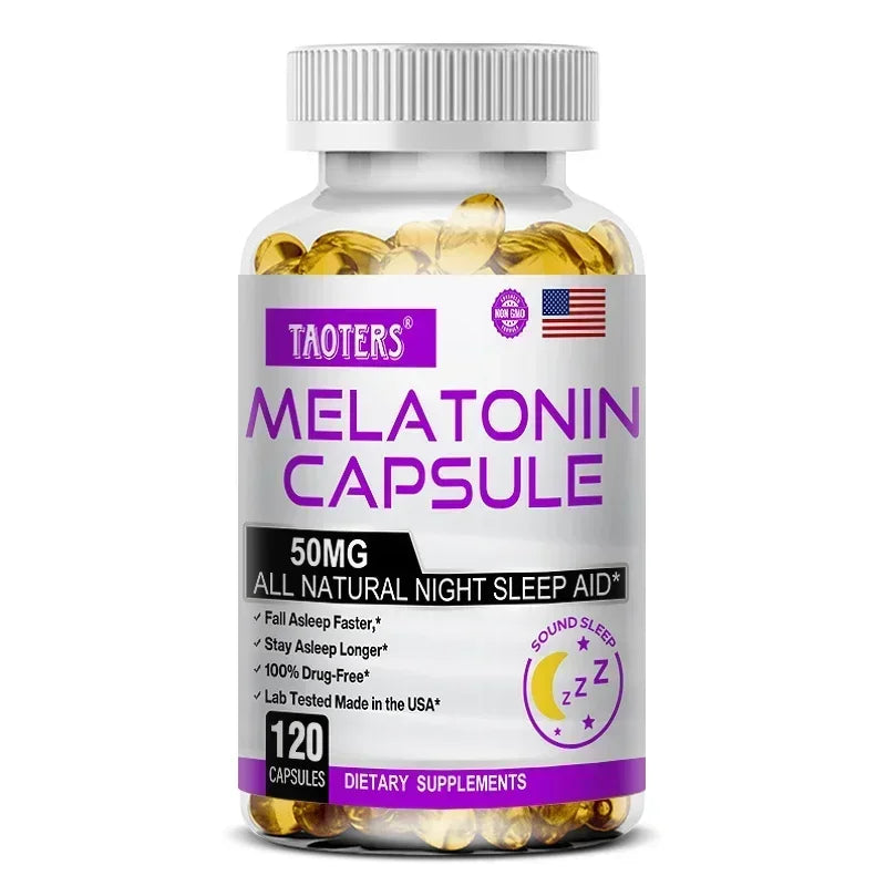 Melatonin Capsules 50mg - Promote Falling Asleep Quickly, Calm The Mind, Natural Sleep Aid Supplement