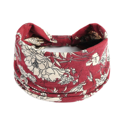 Boho Headbands Wide Knot Hair Scarf Floral Print Hairband Stretch Turban Headwrap Cotton Head Band Fashion Accessories for Women