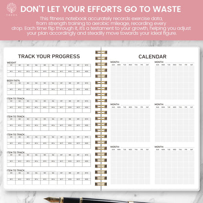 1Pc Fitness Plan Book Suitable for Women and Men, Training Log, Daily Health and Wellness Diary, with 3Pc Stickers