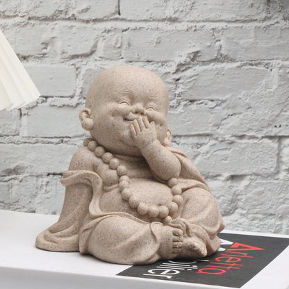 Vilead Three Wise Monks Figurines Buddhist Statue Buda Sculpture Cute Laughing Buddha Meditation Zen Ornament Feng Shui Wealth