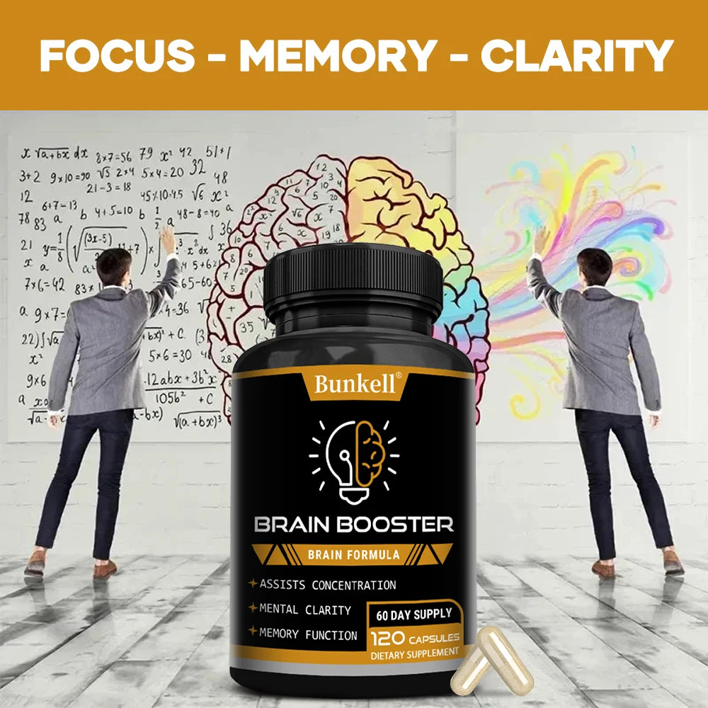 Brain Health Supplement - with Ginkgo Biloba, Vitamin B12, Help Improve Cognitive Function and Memory, Protect Nerve Cells