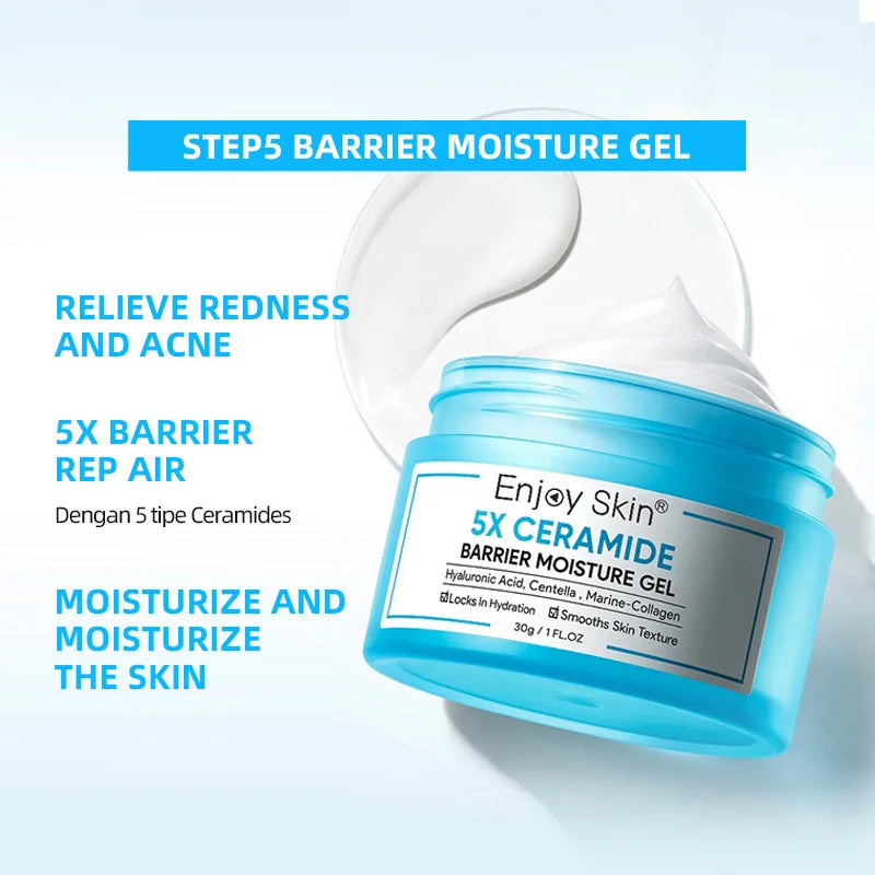 Facial Skincare Set Lasting Moisturizing Smooth Clean Ceramide Facial Cleanser Toner Serum Moisturizing Cream Suit All Skin Type