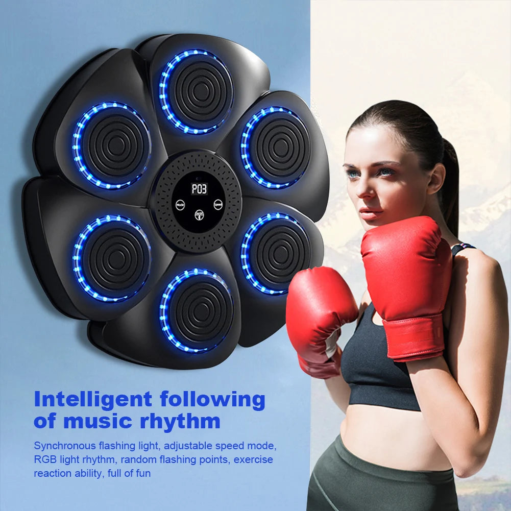 Music Boxing Machine Music Boxing Puncher Adjustable Boxing Training Punching Equipment Type C Charging with Gloves for Home Gym