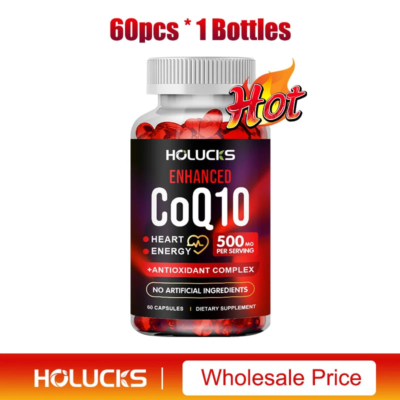 CoQ10 Supplement, for Cardiovascular & Heart Health, Anti-Aging, Energy Boost, Promote Vitality, Super Absorption, Non-GMO