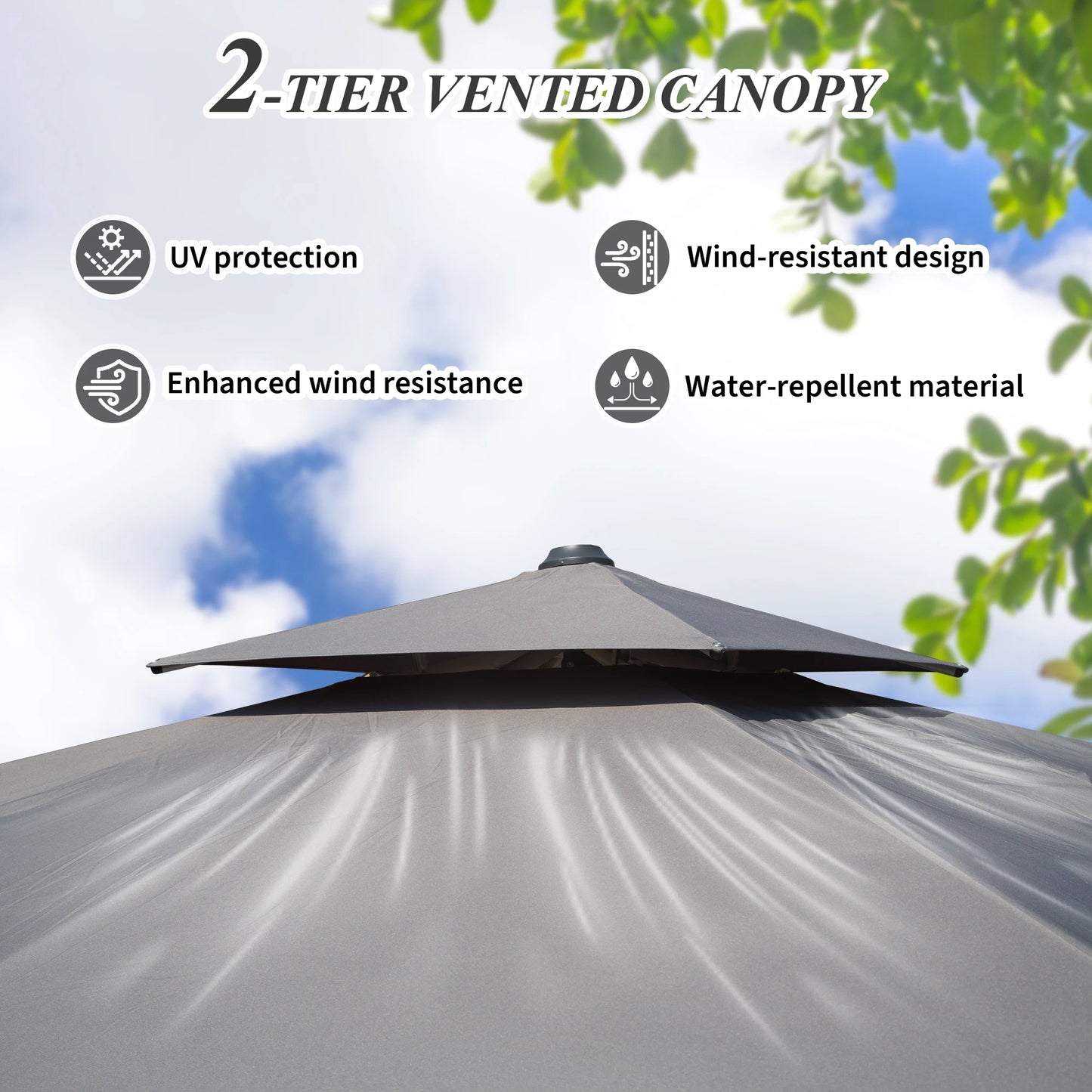 3*3m Square Cantilever Patio Umbrella with Center Pole Elegant Outdoor Design for Sun Protection