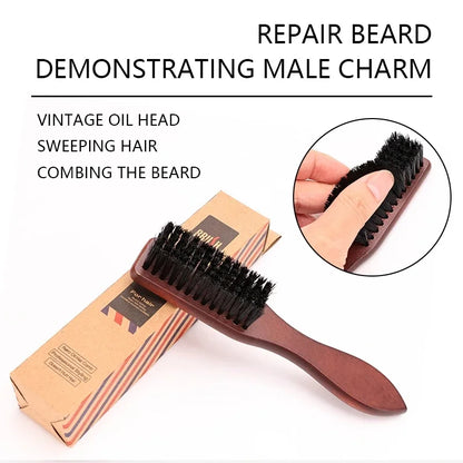 Barber Prefessional  Wooden Handle Boar Bristle Cleaning Brush Soft Beard Cleaning Brush Men Barber Beard Shaving Tool