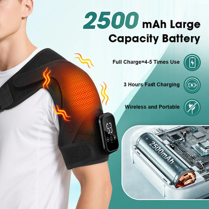 Electric Heating Vibration Shoulder Brace Support Adjustable Shoulder Heating Pad With Extension Belt Dislocation Pain Relief