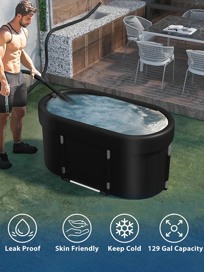 Outdoor cold water bathtub,129 Gallos Portable Inflatable Ice Bathtub Foldable Bucket Athletes Cold Water Therapy Recovery Pod