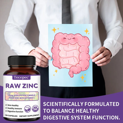 Zinc Supplement, Powerful Immune Support, Rich in Vitamin C, Adult Zinc Vitamins, Promotes Skin Health, Non-GMO, Gluten-free