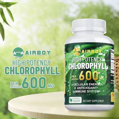 Chlorophyll Supplement 600mg - Supports The Immune System, Reduces Body Odor and Bad Breath, Boosts Energy, Antioxidant