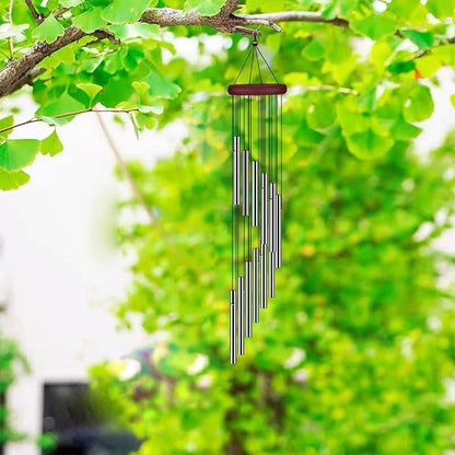Solid Wood Wind Chimes Metal 12 Aluminum Tube Home Hanging Rotating   Wind Bells Garden, Balcony,  Craft Decoration Gift
