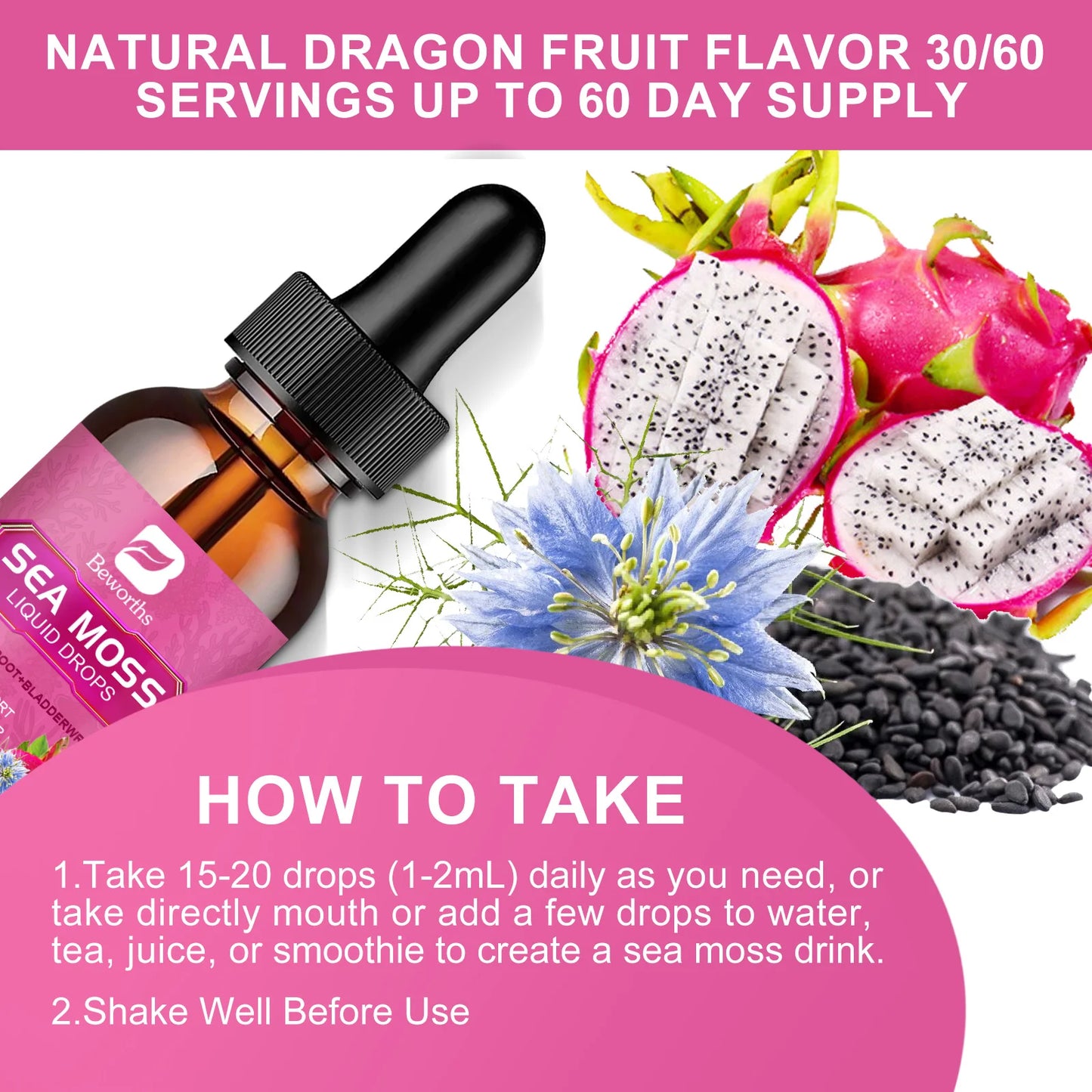 3000MG Seamoss Liquid Drop Organic Black Seed Oil & Burdock Root