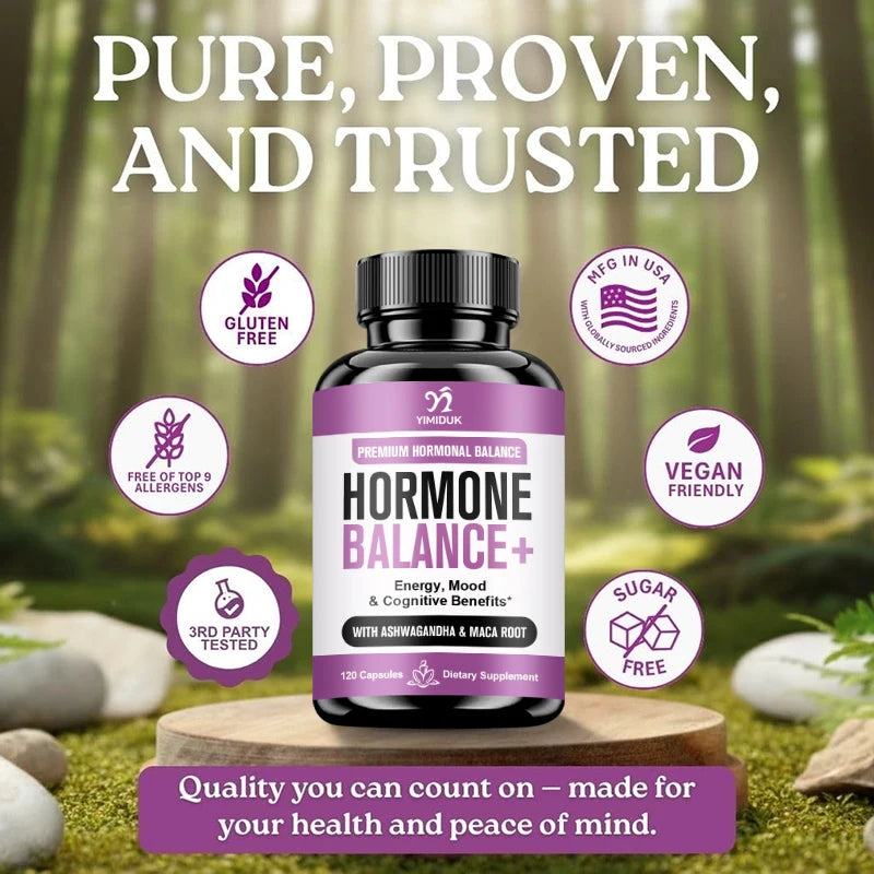 Adaptogen Herb Complex Hormone Balance Supplement, with Vitamin B6, for Reduces PMS, Menopause Symptoms & Metabolism, Vegan