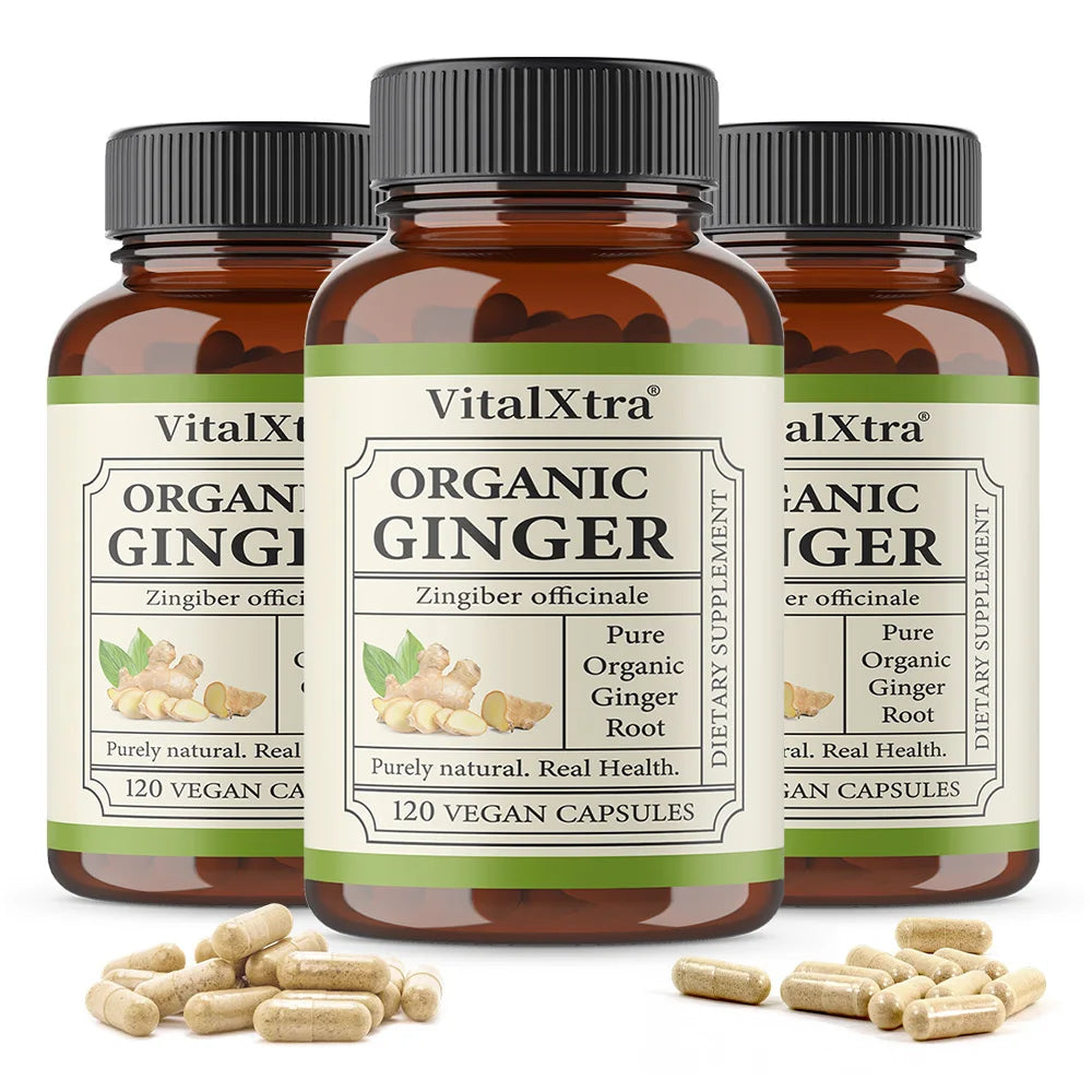 Organic Ginger Root Capsules 950 Mg-Natural Ginger Supplement That Boosts Immunity and Digestion, and Promotes Blood Circulation