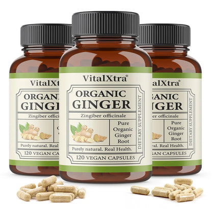 Organic Ginger Root Capsules 950 Mg-Natural Ginger Supplement That Boosts Immunity and Digestion, and Promotes Blood Circulation