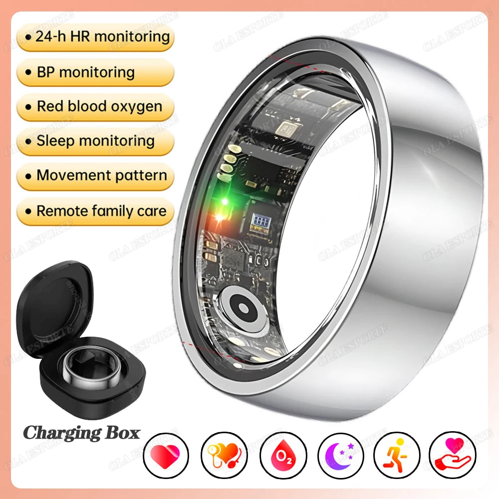 2025 New Smart Ring Heart Rate/Health Sleep Monitor Multi Sport Modes IP68 & 10ATM Waterproof Use Time 3 Days Rings Gift For Man