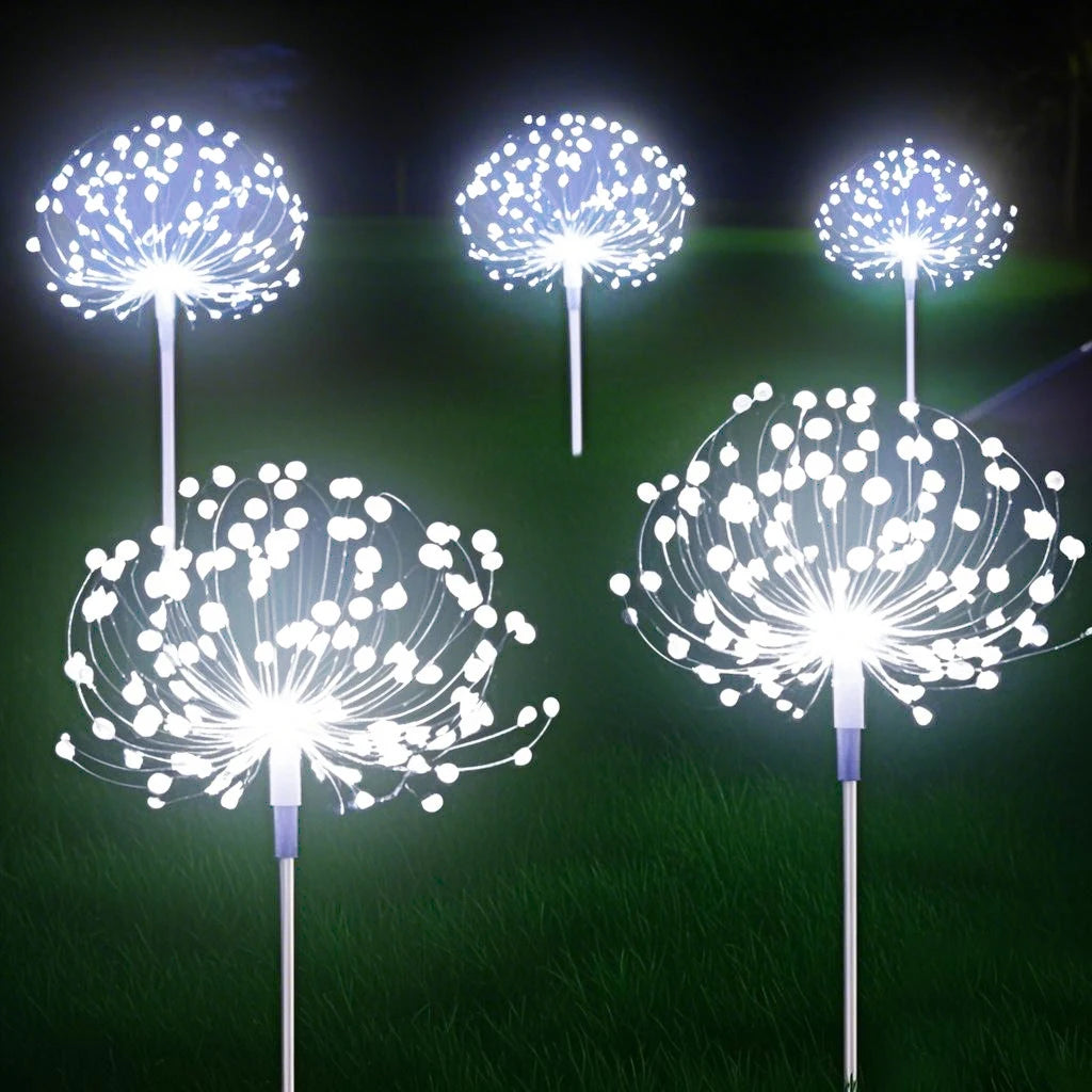 Solar Power LED Fireworks Lights Outdoor Waterproof Garden Decor Dandelion Solar Pathway Light for Patio Balcony Yard Lawn