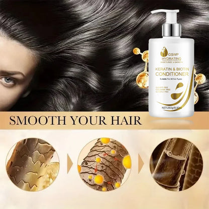 GSWP Large capacity Keratin Biotin Shampoo Conditioner Set: Rich lather, controls frizz, leaves hair smooth and shiny, 250g+250g