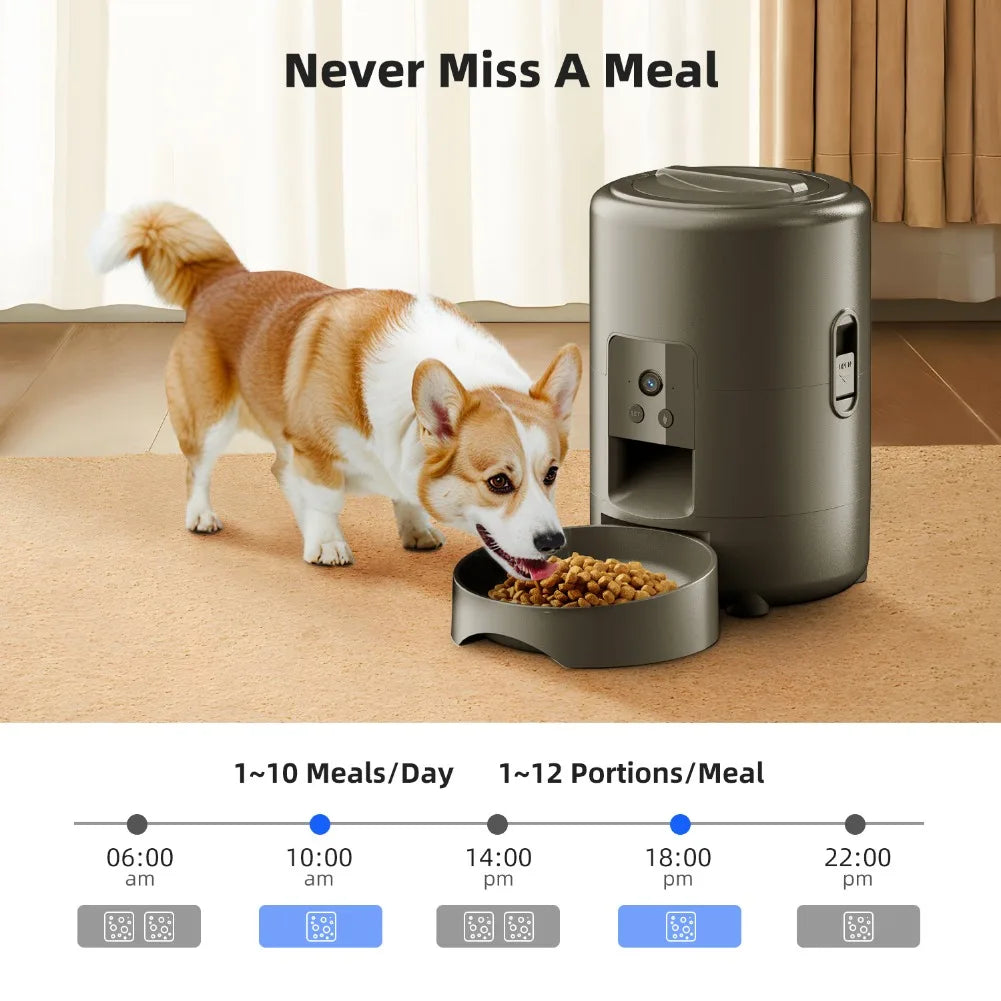 2L Pet Feeder with Camera Video Automatic Cat Feeder with WIFI Remote Control Timing Quantitative Smart Dog Food Dispenser