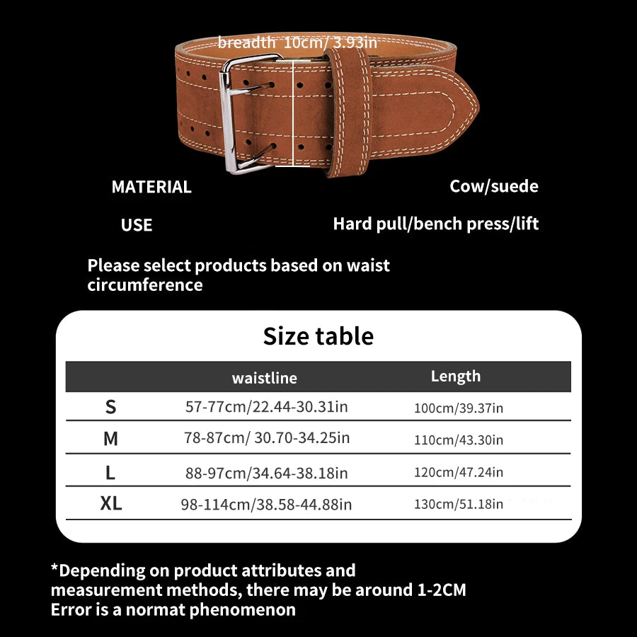 Powerlifting Fitness Belt Squat Deadlift Men's Weightlifting Sports Waist Protection Weight Training Protective Equipment Cowhid